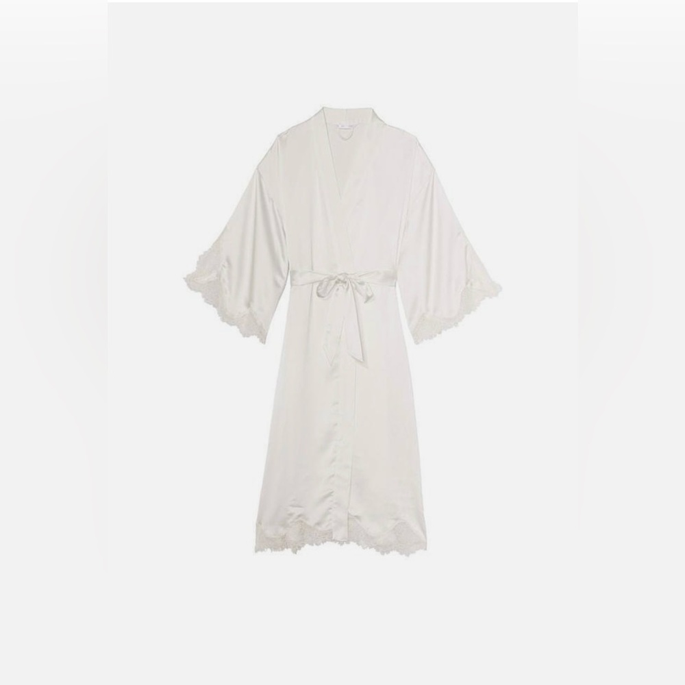 Victoria's Secret White Lace Trim Robe